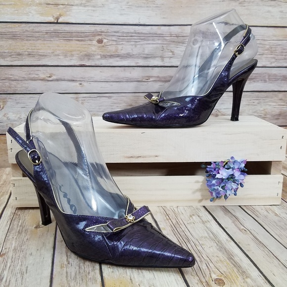 Nina Shoes - Nina 6 Purple Gloss Croc Heels Pumps